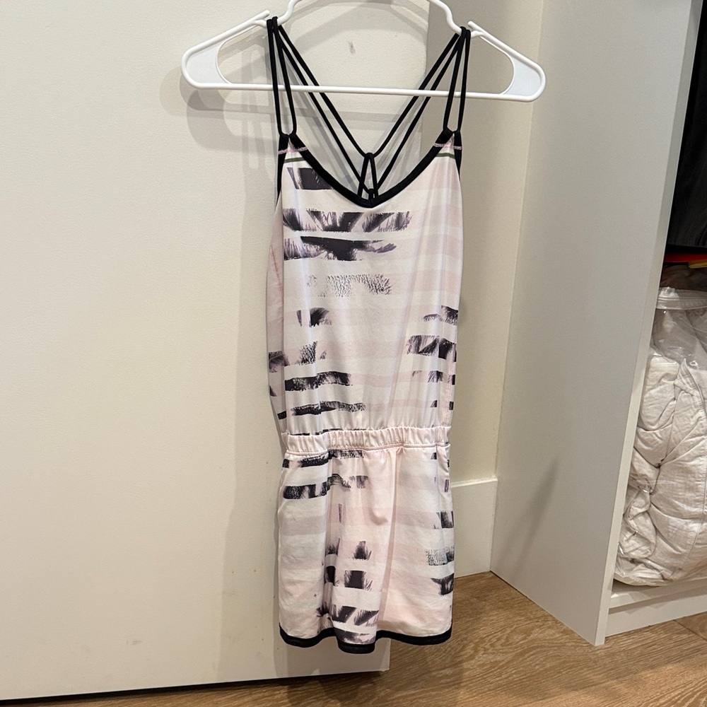 Pink and Black Women's Lululemon Tennis Dress with Built-in Shorts, Size 4